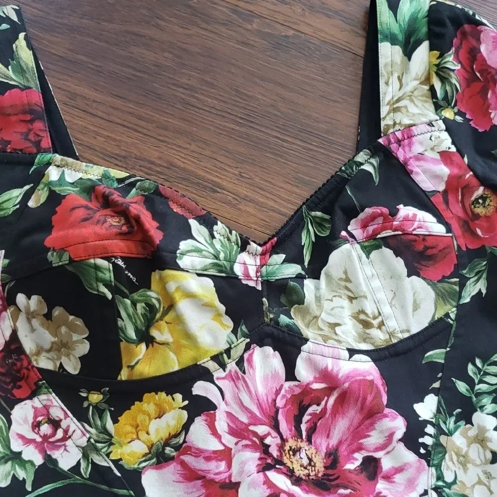 Dolce & Gabbana Floral Luxury Old Money Edgy Chic Feminine Bustier Dress Size 38 - Picture 3 of 10